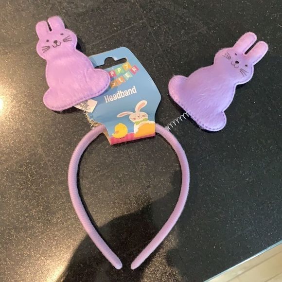 Set of 3 rabbit headbands - pink, purple, blue - Picture 3 of 5